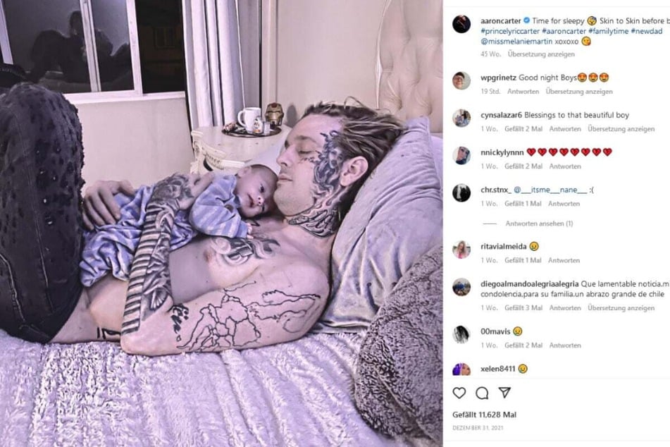 Aaron Carter pictured with his son Prince on Instagram.