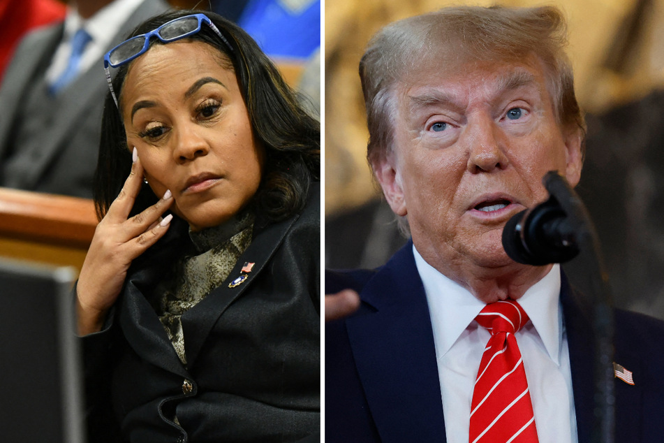 Georgia prosecutor Fani Willis (l) has admitted to a romantic relationship with an attorney she hired to work on Donald Trump's election interference case.
