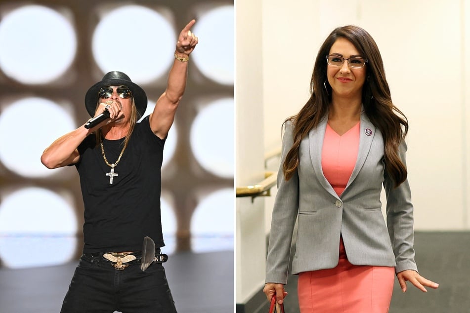 Congresswoman Lauren Boebert (r.) recently responded to rumors that she may be dating music Kid Rock after being pressed by a reporter.