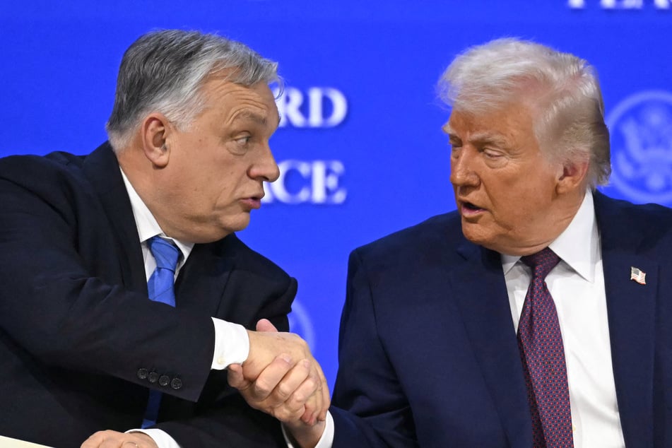 President Donald Trump (r.) gave right-wing ally Prime Minister Viktor Orban a glowing endorsement for Hungary's upcoming general election.