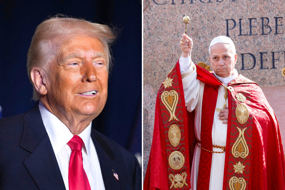 In his first Easter message, Pope Leo (r.) appeared to reference Donald Trump as he called on world leaders to choose peace over war.