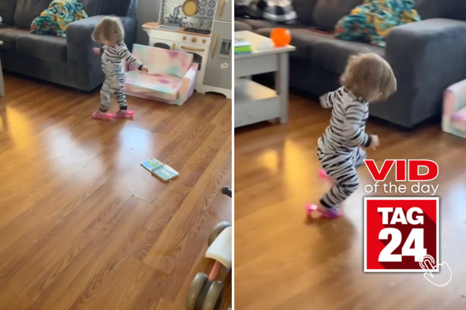 Viral Video of the Day for October 14, 2023: Little girl's first attempt at big girl heels goes awry