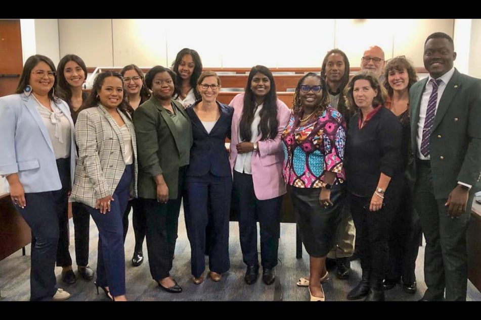 Members of the Start With Dignity campaign meet with UN special rapporteur Ashwini K.P. during her two-week visit to the United States.