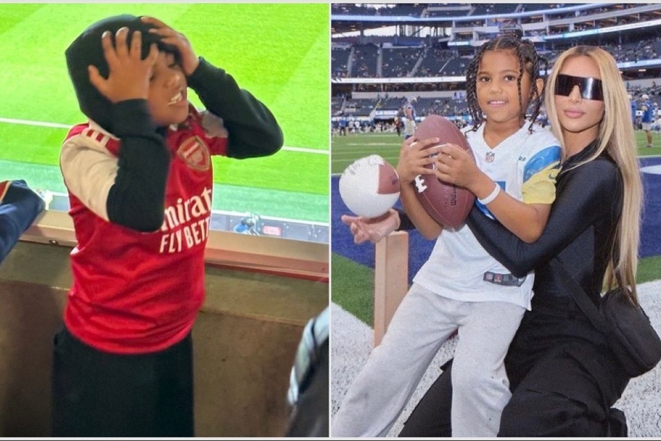 Kim Kardashian captures Saint's hilarious reaction at soccer match