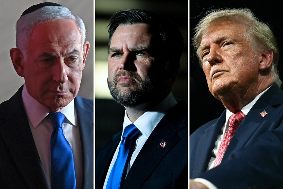 Vice President JD Vance (c.) said he would not be "getting involved" in the Israeli elections after President Donald Trump (r.) endorsed Benjamin Netanyahu.
