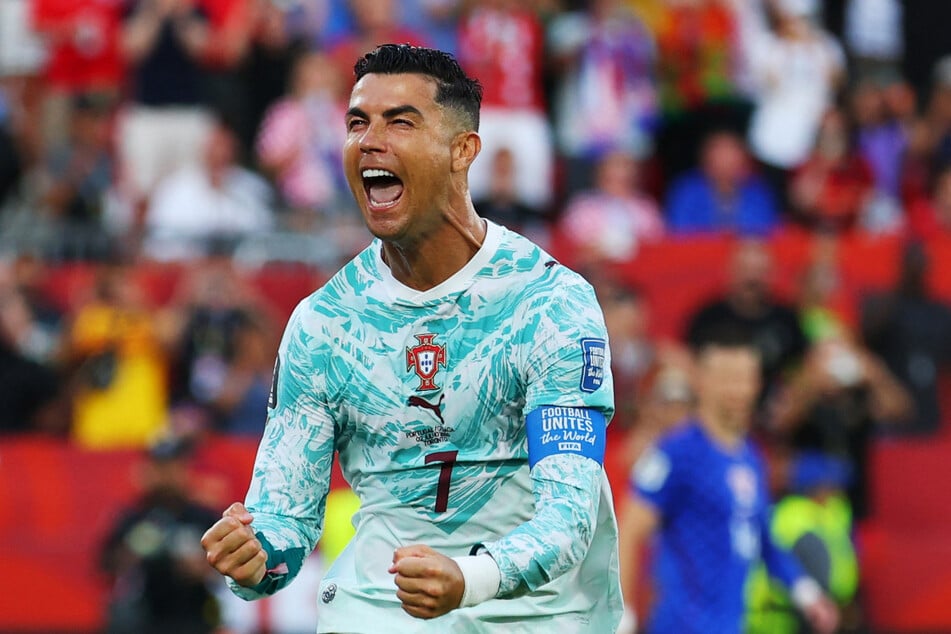 Portugal's Cristiano Ronaldo celebrates scoring against Croatia on July 2, 2026.