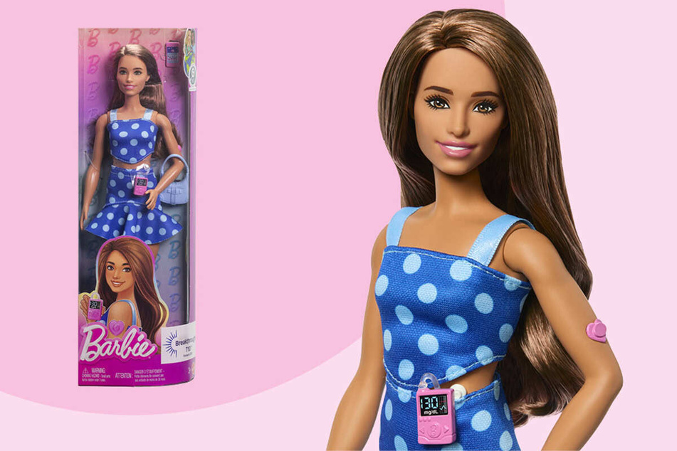 The new doll wears a CGM – a small device that continuously measures a person's blood sugar – on her arm to help manage her condition. She also has an insulin pump attached to her waist.