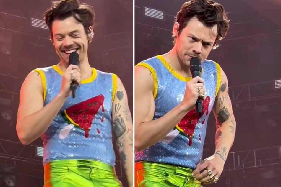 Harry Styles blushes during on-stage fan flirtations: "This is a family show!"