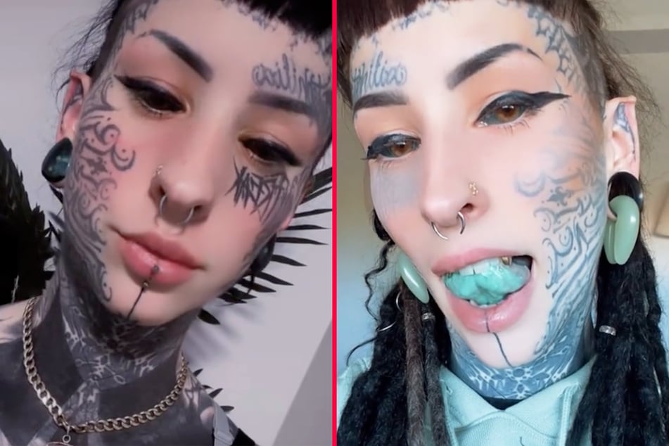 Extreme body mod addict tattoos tongue and eyeballs, gives herself elf ears