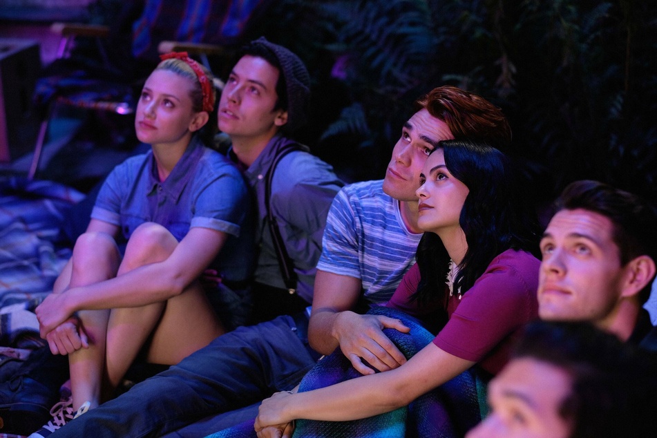 Riverdale stars: (from l to r) Lili Reinhart, Cole Sprouse, KJ Apa, Camila Mendes, and Casey Cott play Betty Cooper, Jughead Jones, Archie Andrews, Veronica Lodge, and Kevin Keller respectively.