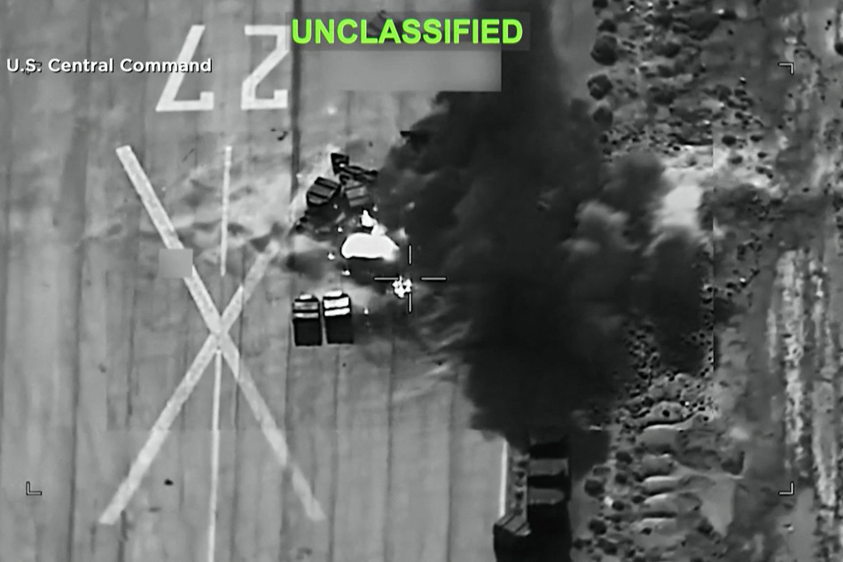 A screen grab taken from video footage shared by the US Military Central Command, made available on July 9, 2026, shows a new round of strikes against Iran.
