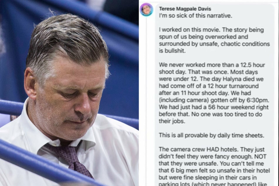 Alec Baldwin shared the lengthy Facebook post of a costume designer who said she worked on the set of Rust.