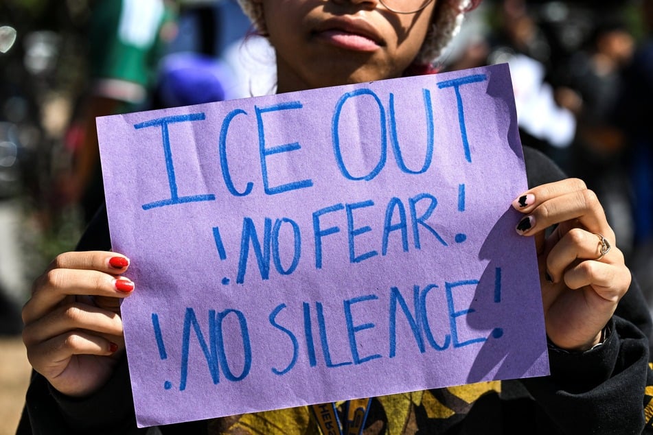 High school students protest against ICE outside the municipal court in Pflugerville, Texas, on September 22, 2026. Mexico has condemned US immigration deaths after its 18th national died in ICE custody in Laredo, Texas.