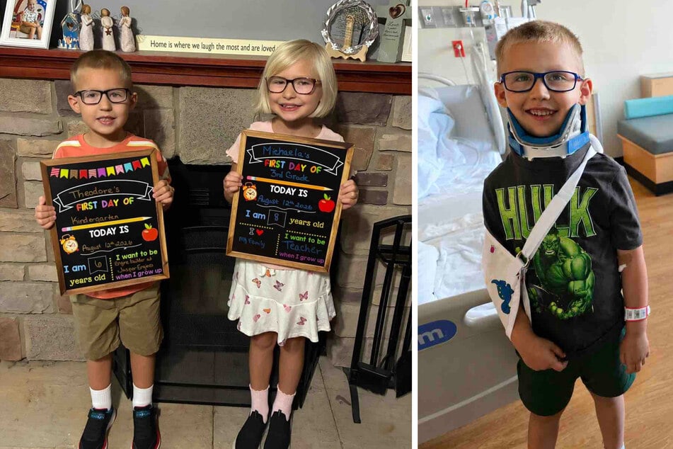 Theodore (l) and Michaela Wertman were in the car during the accident. Theodore has now been discharged from the hospital, but his sister sadly did not survive.