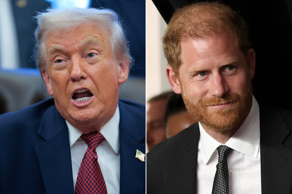 Prince Harry (r.) poked fun at "king" Donald Trump as he stopped by The Late Show on Wednesday night.
