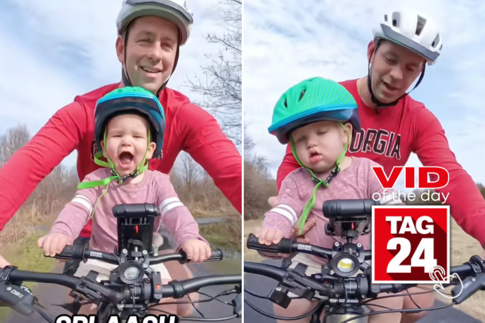 Viral Video of the Day for January 19, 2026: Toddler hilariously dozes off mid bike ride with dad