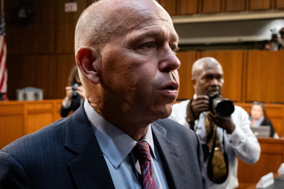 Boeing President and CEO Dave Calhoun leaves after testifying during a Senate Homeland Security and Governmental Affairs Committee Investigations Subcommittee hearing to examine "Boeing's broken safety culture."