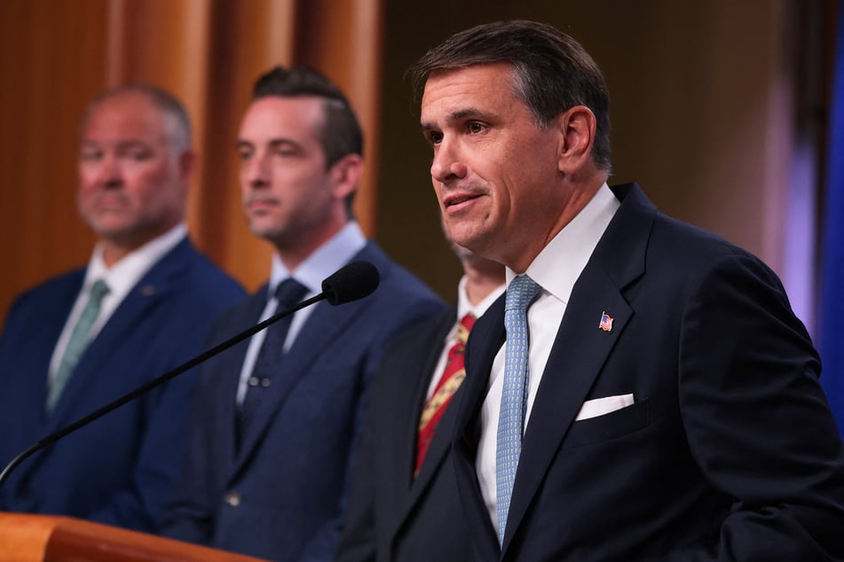 Acting Attorney General Todd Blanche speaks during a press conference at the DOJ discussing new indictments on the Jalisco New Generation Cartel.
