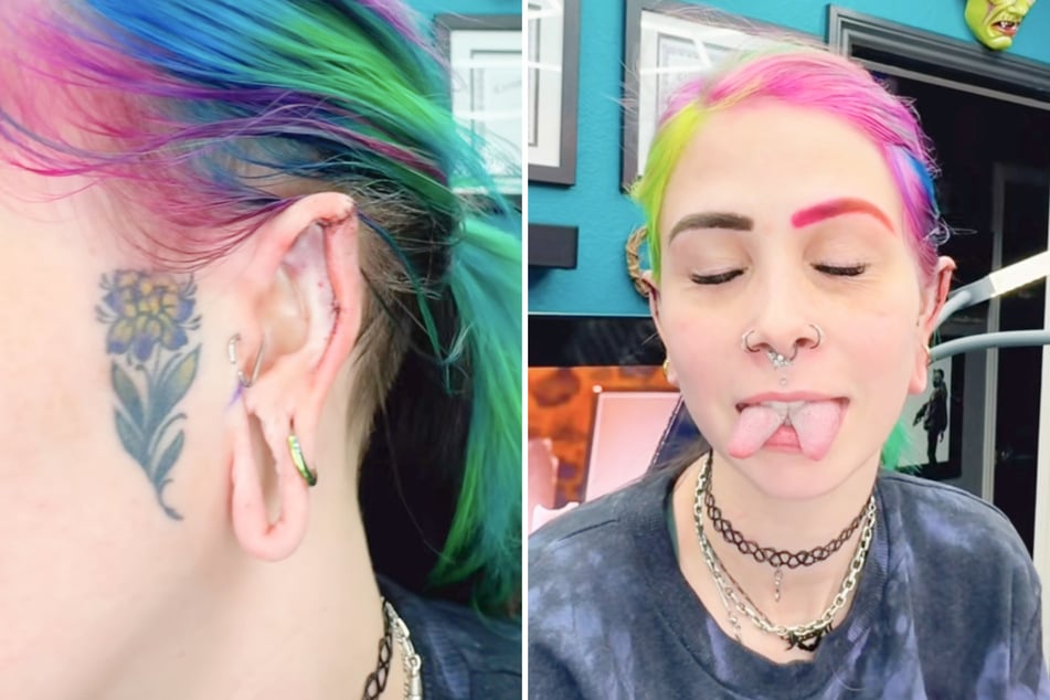 Extreme body mod addict slices up and reshapes ear, chops tongue in half