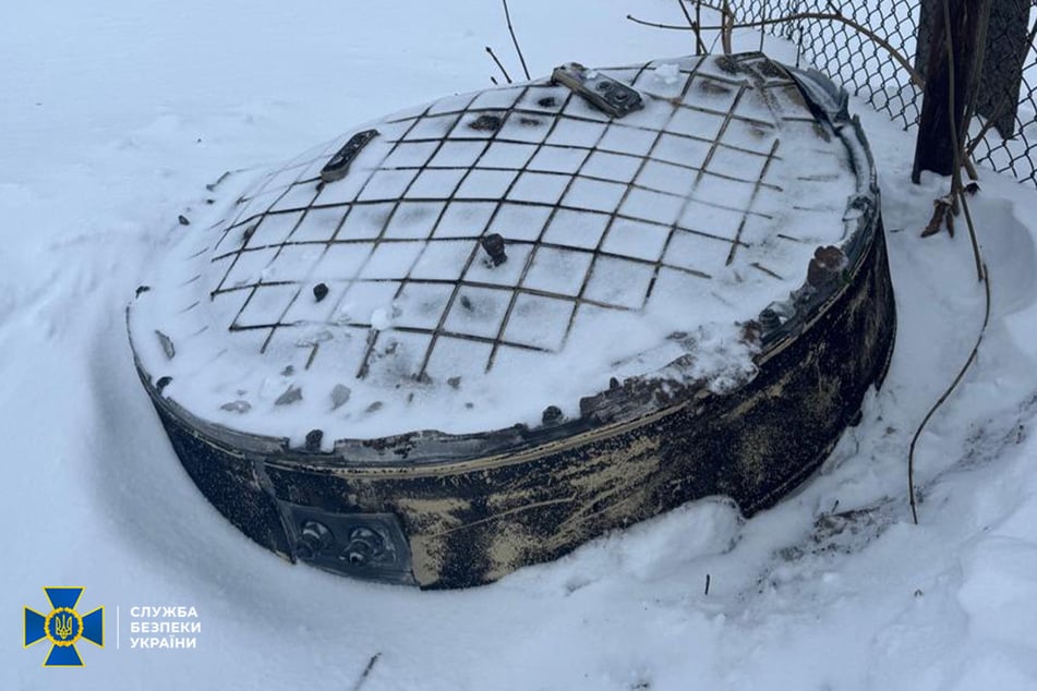 This handout photograph taken and released by the Ukrainian Security Service on Friday reportedly shows a fragment of a Russian Oreshnik ballistic missile at an undisclosed location.