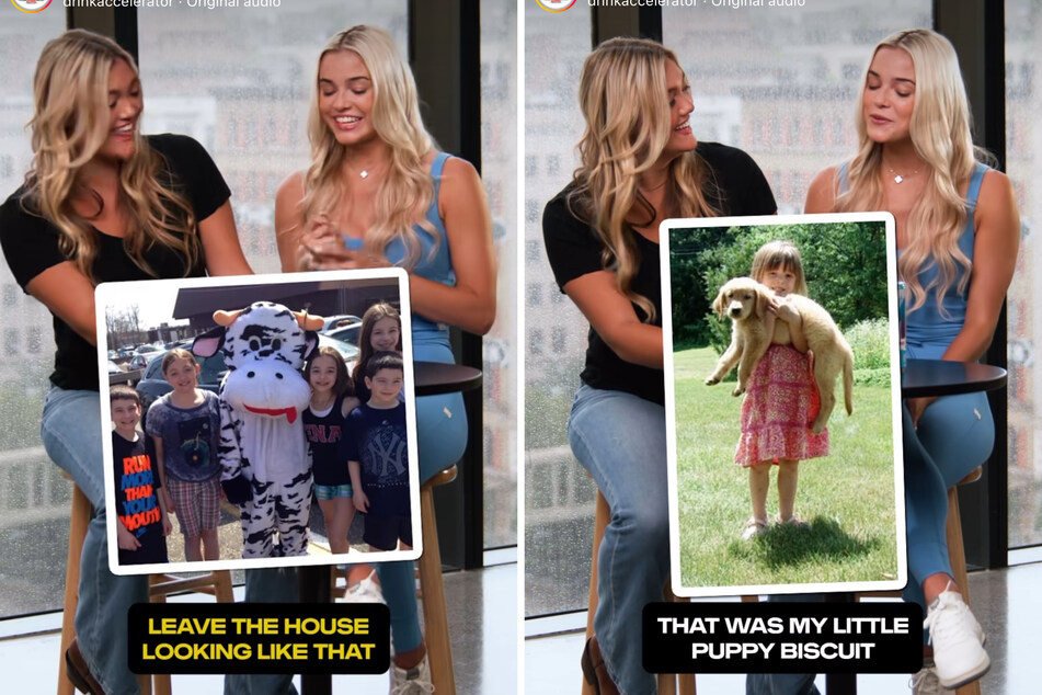 In a viral video posted by Accelerator Active Energy, Olivia Dunne (r.) and sister Julz took fans on a hilarious trip down memory lane.