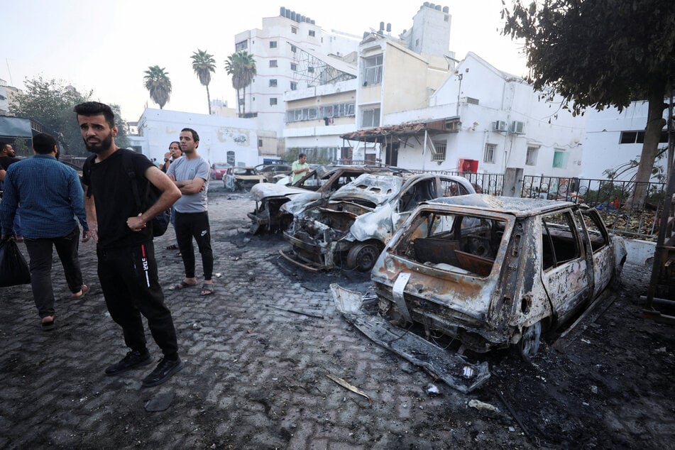 The Al-Ahli Arabi Baptist Hospital in central Gaza was hit by a rocket Tuesday night, with thousands sheltering in the building at the time.