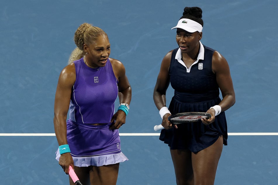Serena Williams (L) and Venus Williams (R) during day seven of the Cincinnati Open at the Lindner Family Tennis Center on August 17, 2026, in Mason, Ohio.