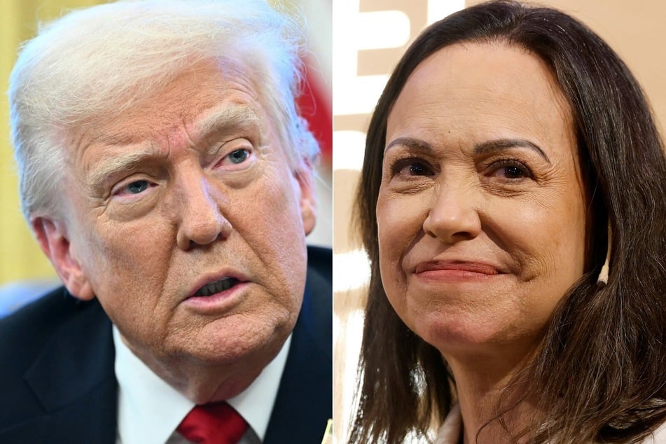 President Donald Trump (l.) in Washington DC was praised by Nobel Peace laureate and Venezuela opposition leader Maria Corina Machado.