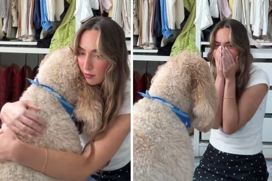 Woman thinks dog just wants to cuddle – what happens next completely blows her mind