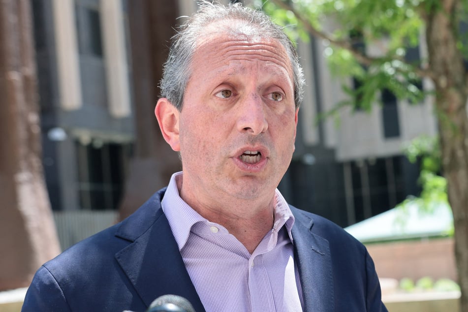 Brad Lander speaks during a press conference outside of the Jacob K. Javits Federal Building on June 24 in New York City. The congressional candidate was briefly detained by Israel after participating in an olive harvest in the West Bank.