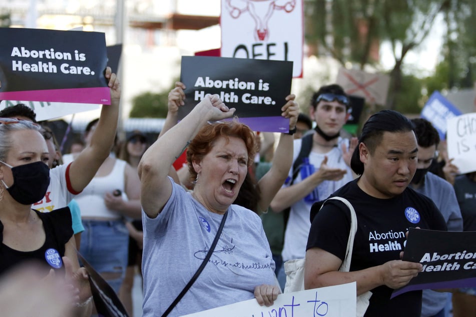 Nevadans rally outside the Lloyd D. George Federal Courthouse in Las Vegas to protest of the overturning of Roe v. Wade by the US Supreme Court on June 24, 2022. Voters will soon have the opportunity to enshrine abortion rights in the state constitution.
