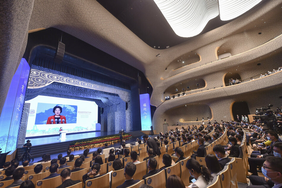 Chinese Vice Premier Sun Chunlan addresses the opening ceremony of the 44th session of the World Heritage Committee of UNESCO in Fuzhou.