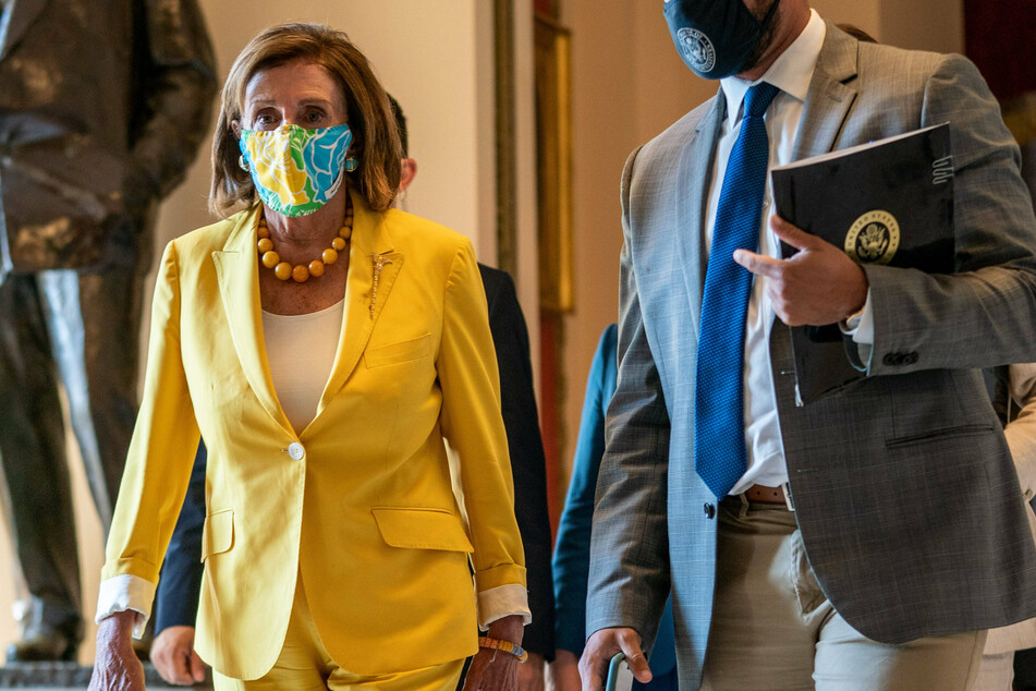 House Speaker Nancy Pelosi gave remarks at the US Capitol in Washington on Tuesday regarding budget negations.