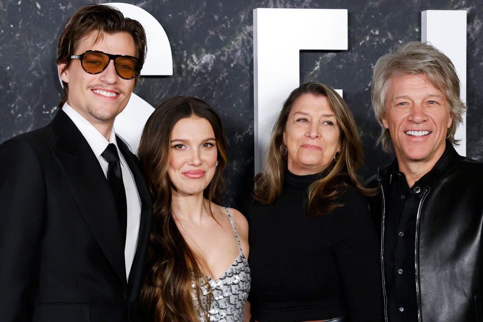 Jon Bon Jovi (r.) has confirmed that his son, Jake (l.), wed Millie Bobby Brown (center l.) in a secret ceremony earlier this month.