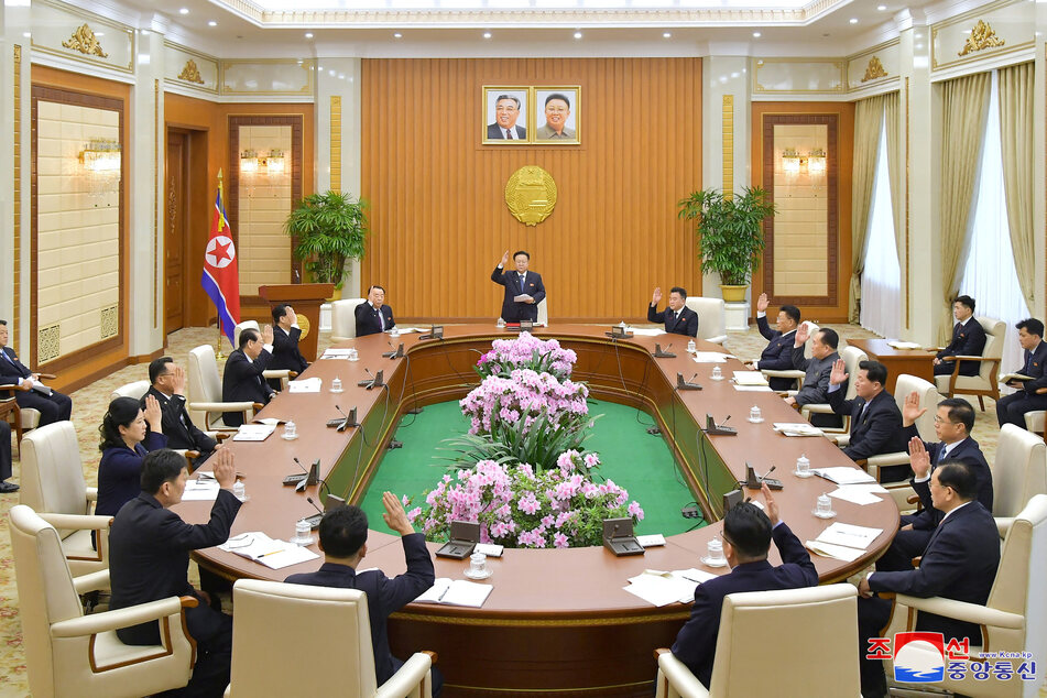 The 30th plenary session of the 14th Standing Committee of North Korea's Supreme People's Assembly is held at Mansudae Hall in Pyongyang.