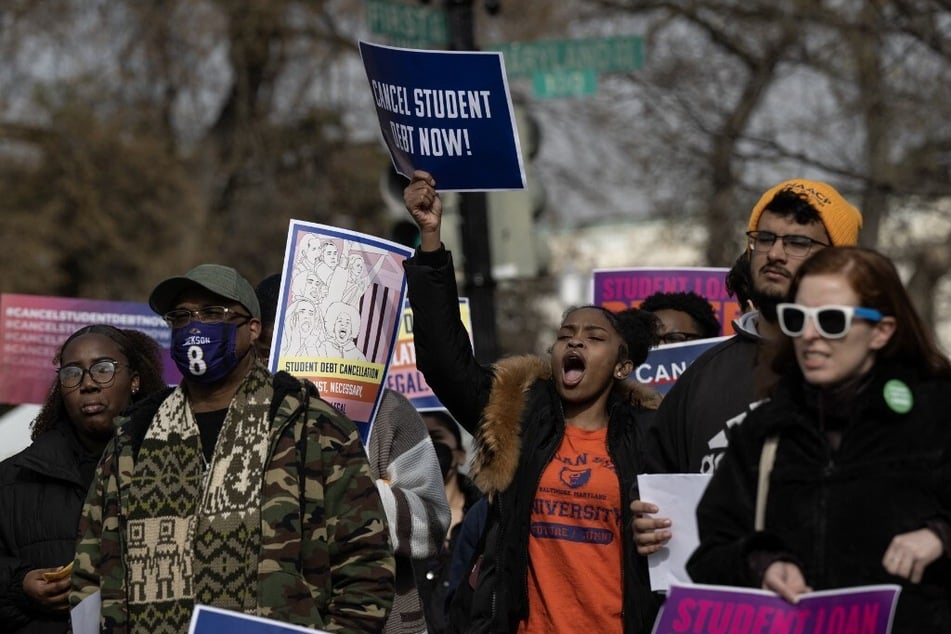 Activists and students protest as the Supreme Court hears oral arguments challenging President Joe Biden's student debt forgiveness plan.