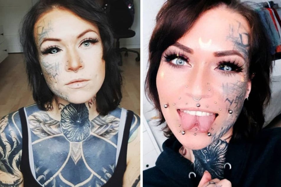 Heavily pierced women Balea Scarleg got her first piercing at 13, now she's addicted