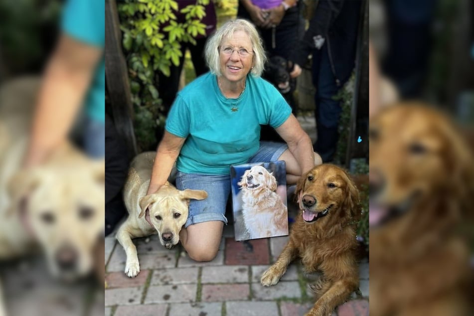 Linda and her dogs Dugan, Lafter, Karat, and Jersey were considered the "dream team" in the neighborhood.