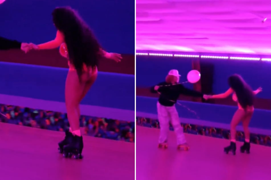 Megan Thee Stallion needed some help around the roller rink.