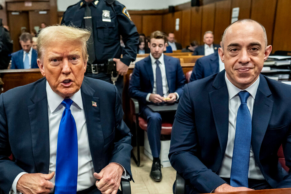 Emil Bove (r.) represented Donald Trump in the New York case that ended in his conviction on 34 counts of falsifying business records to cover up hush money payments to a porn star.
