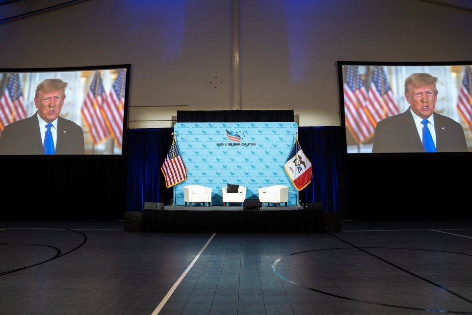 Donald Trump made promises regarding abortion and transgender rights in a video address to The Iowa Faith and Freedom Coalition on Saturday.