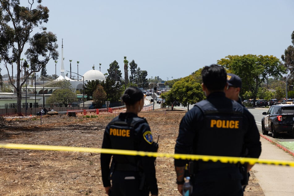 Police respond to a reported active shooter at the Islamic Center of San Diego in San Diego, California, on Monday.