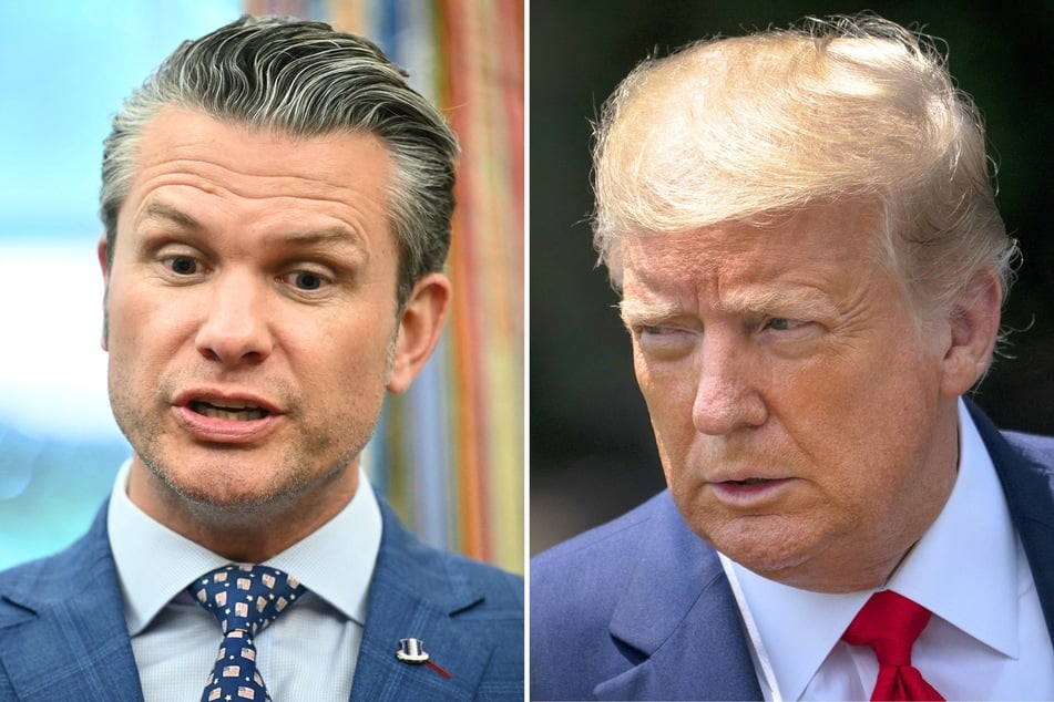 President Donald Trump (r.) reportedly blamed Defense Secretary Pete Hegseth for the disappointing military parade that took place over the weekend.