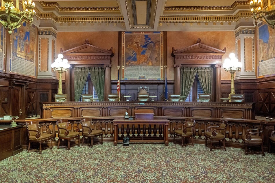 The interior of the Pennsylvania Supreme Court Chamber is pictured inside the Pennsylvania State Capitol in Harrisburg.
