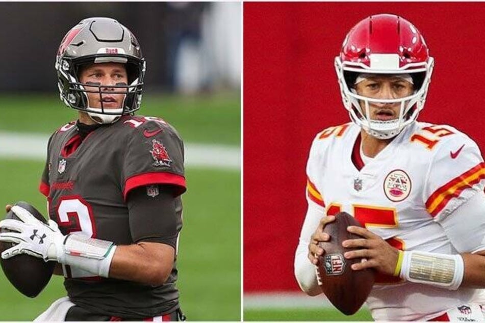 Tom Brady (43, l.) and Patrick Mahomes (25) will face off in a fascinating battle of the quarterbacks.