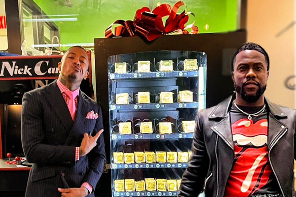 Wrap it up! Kevin Hart gives Nick Cannon the gift of safer sex