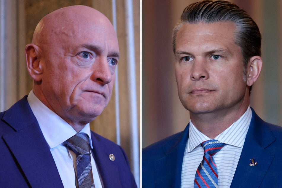 Senator Mark Kelly (l.) has filed a lawsuit against Defense Secretary Pete Hegseth.