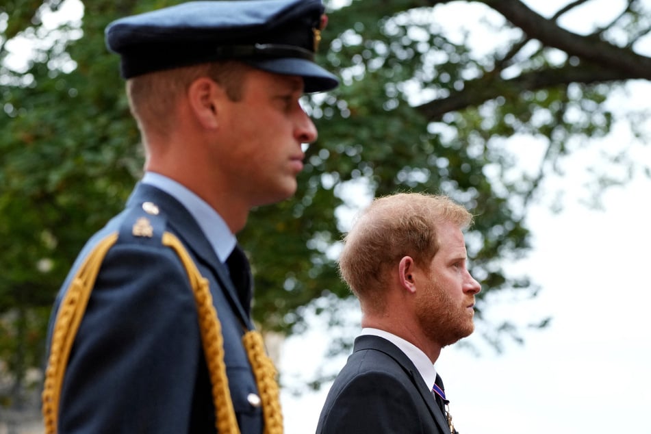 Prince William (l.) and Prince Harry arrive at St George's Chapel inside Windsor Castle on September 19, 2022. The brothers have been estranged since the Duke of Sussex stepped down as a working royal.