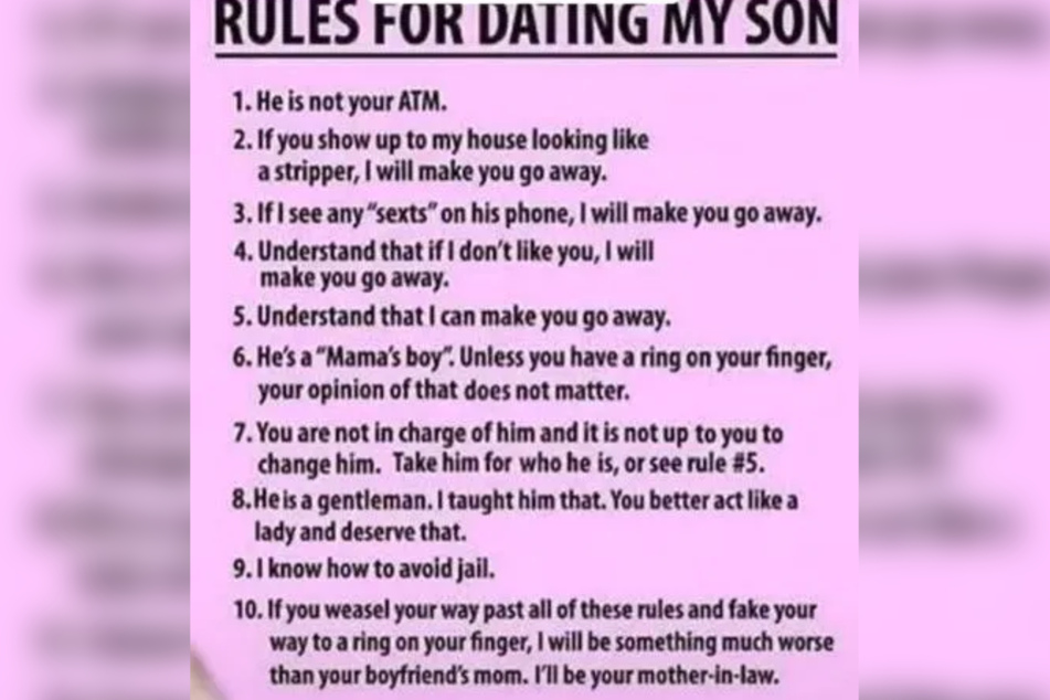 In ten points, the mother of Emma's boyfriend sums up her requirements.