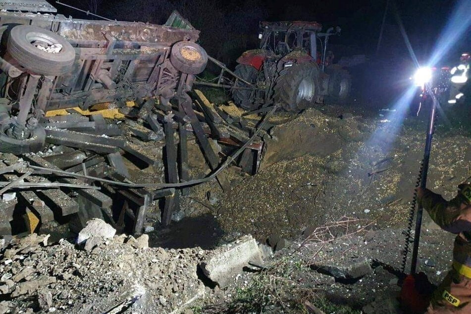 The site of the missile blast in Przewodów, Poland, where two people were killed.